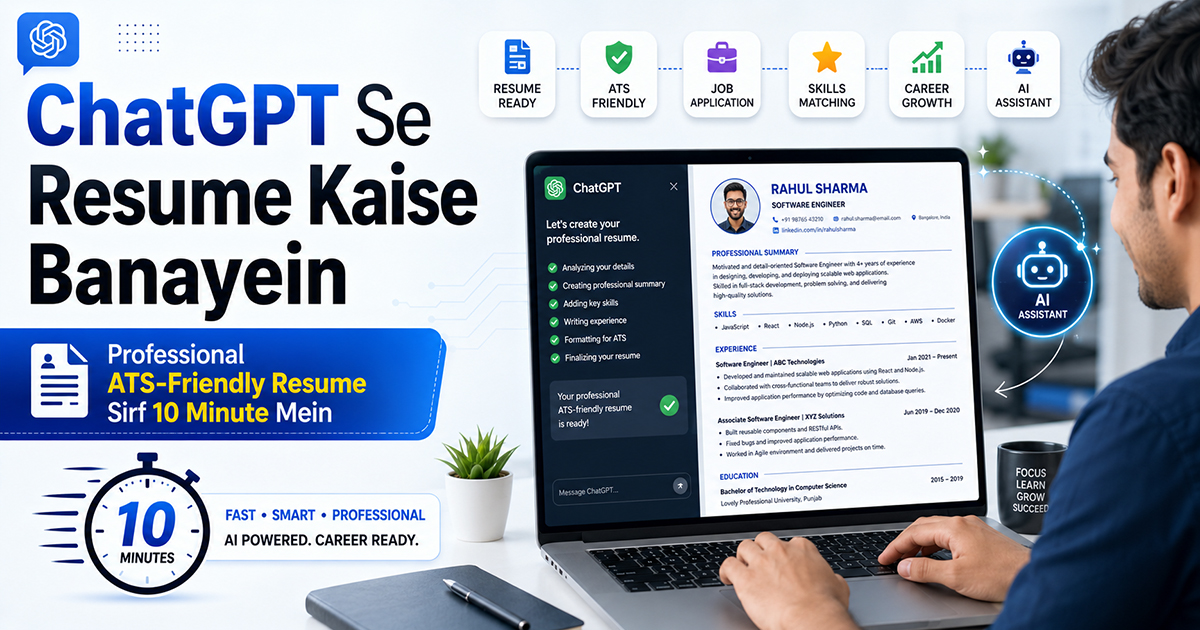 ChatGPT Se Resume Kaise Likhwayein? 10 Minute Mein Professional Resume Banao