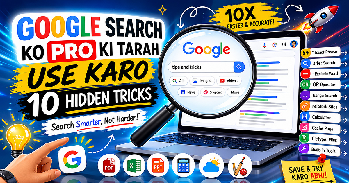 Google Search Ko Pro Ki Tarah Use Karo — 10 Hidden Tricks