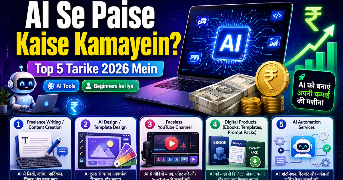 AI Se Paise Kaise Kamayein? Top 5 Tarike 2026 Mein