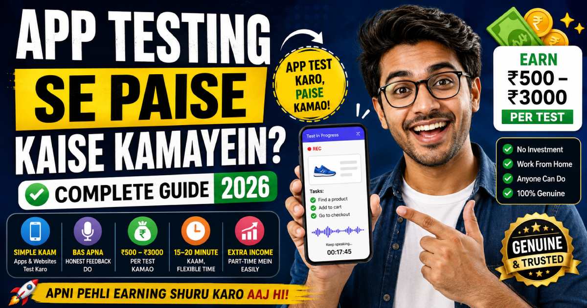 App Testing Se Paise Kaise Kamayein? Complete Guide 2026